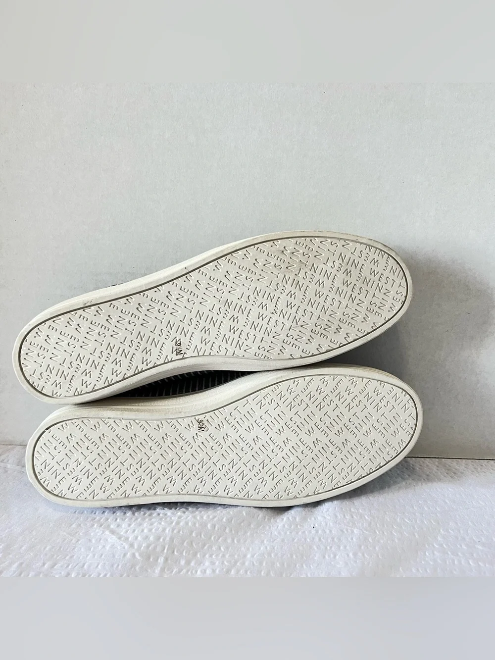 Nine West Striped Slip-On Sneakers with Blue Floral Embroidery